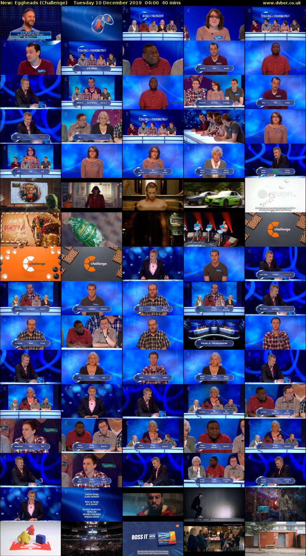 Eggheads (Challenge) Tuesday 10 December 2019 04:00 - 04:40