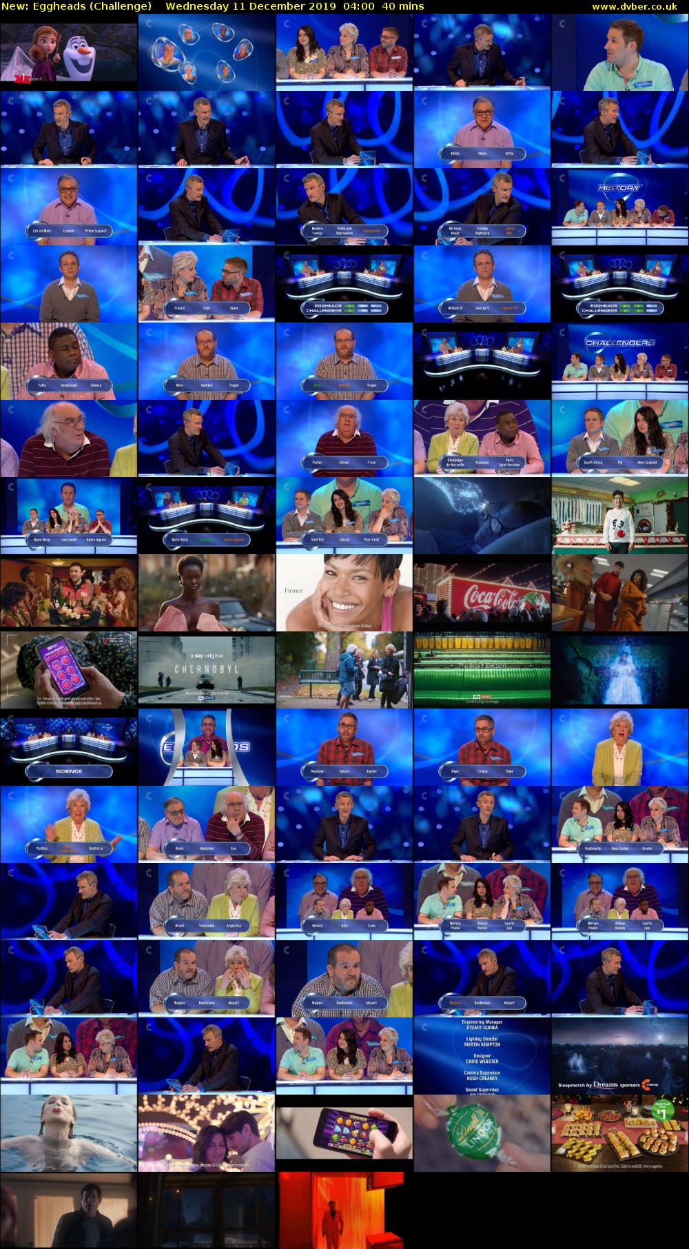 Eggheads (Challenge) Wednesday 11 December 2019 04:00 - 04:40
