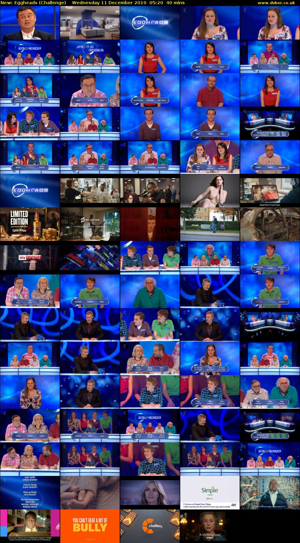Eggheads (Challenge) Wednesday 11 December 2019 05:20 - 06:00