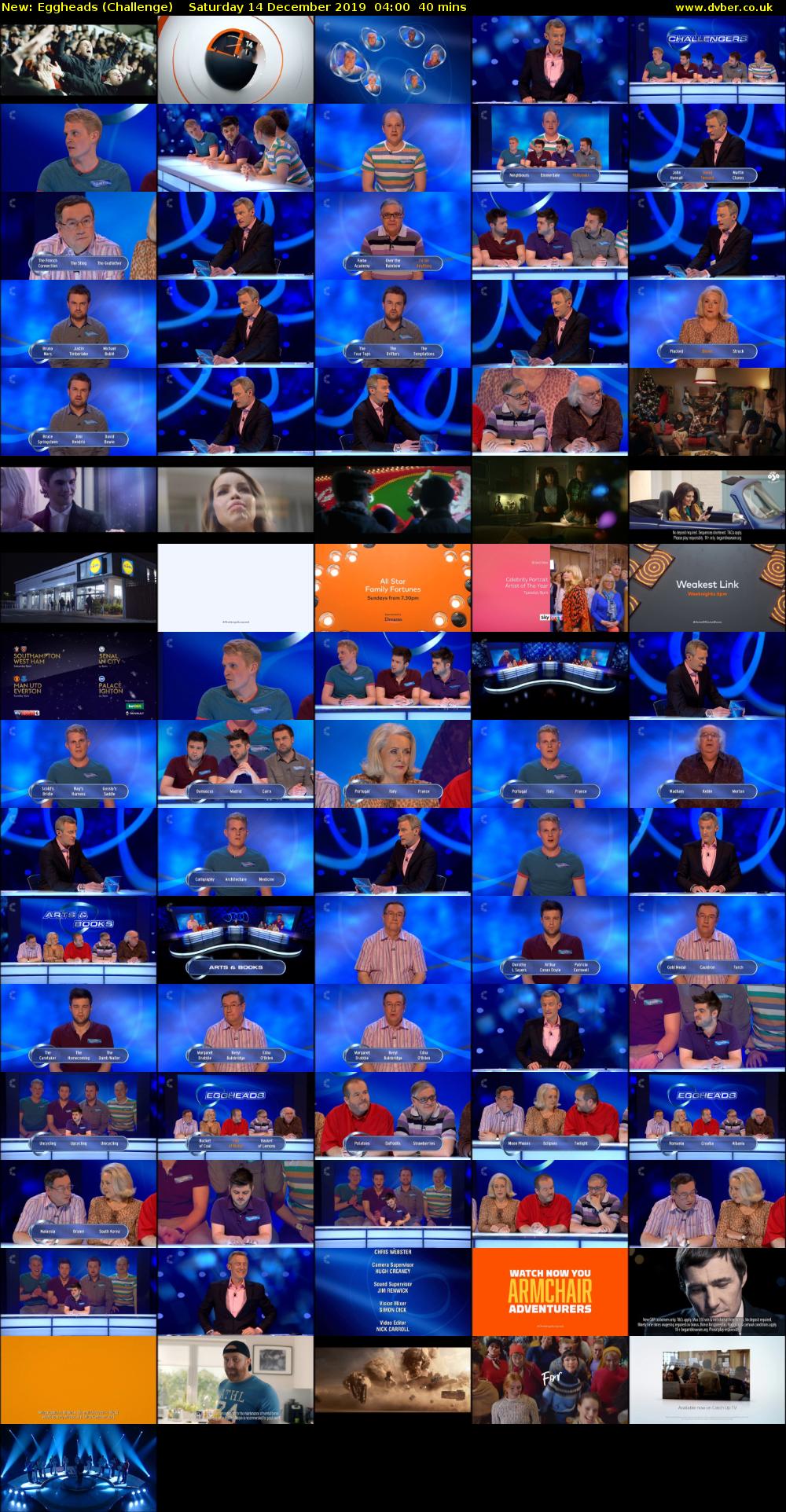 Eggheads (Challenge) Saturday 14 December 2019 04:00 - 04:40
