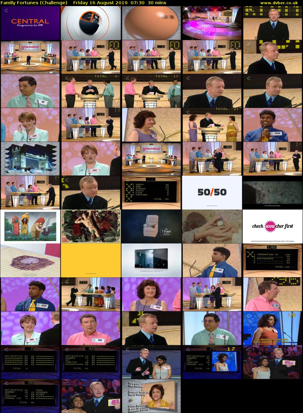 Family Fortunes (Challenge) Friday 16 August 2019 07:30 - 08:00