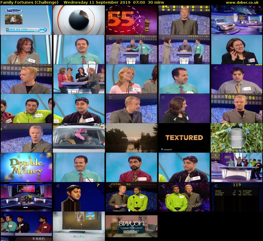 Family Fortunes (Challenge) Wednesday 11 September 2019 07:00 - 07:30