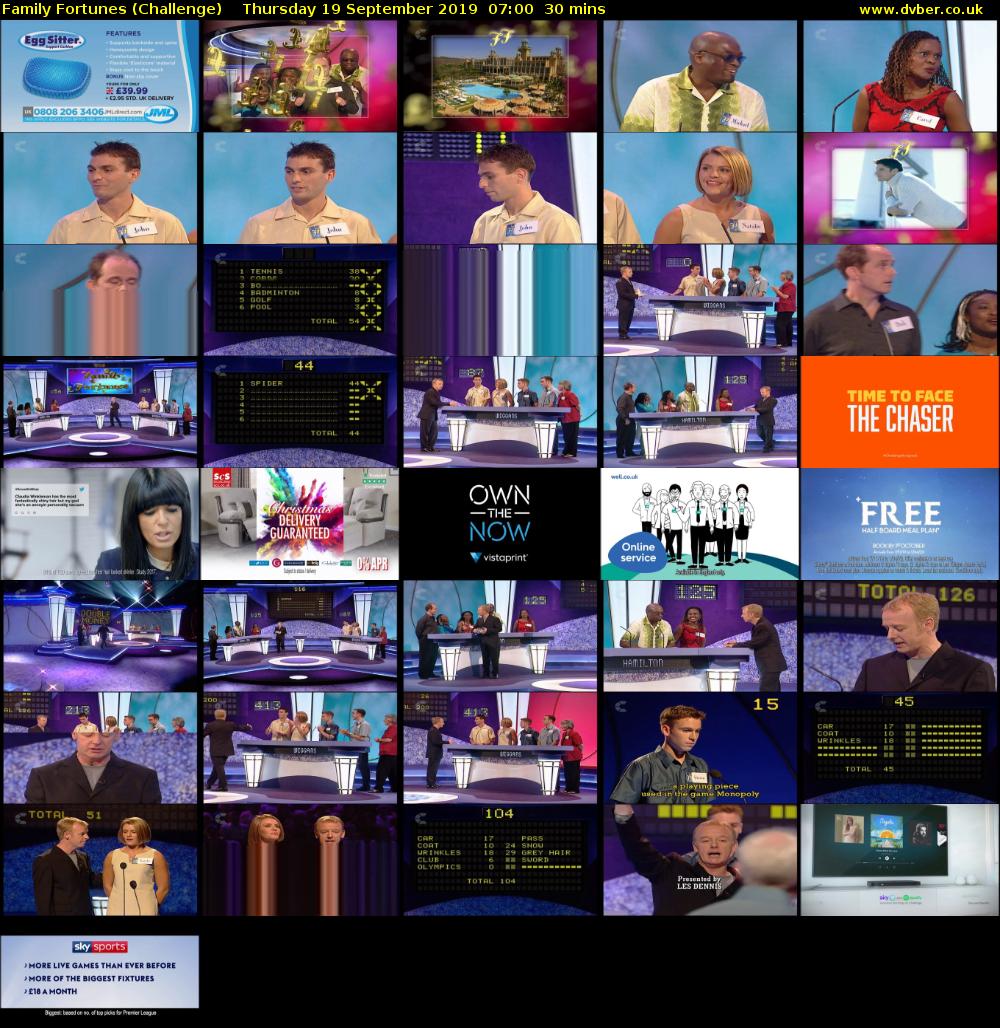 Family Fortunes (Challenge) Thursday 19 September 2019 07:00 - 07:30