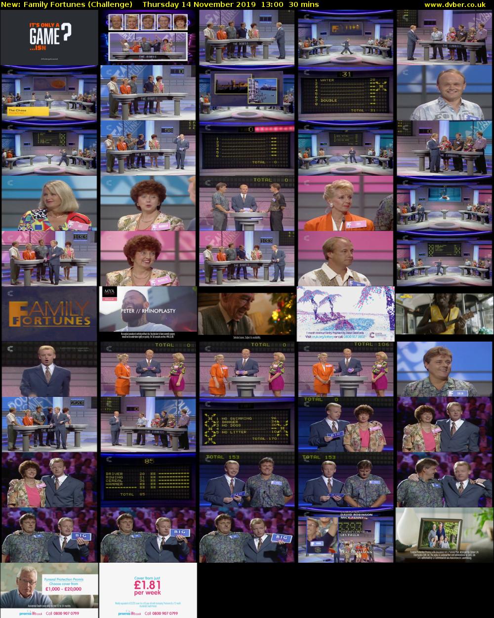 Family Fortunes (Challenge) Thursday 14 November 2019 13:00 - 13:30