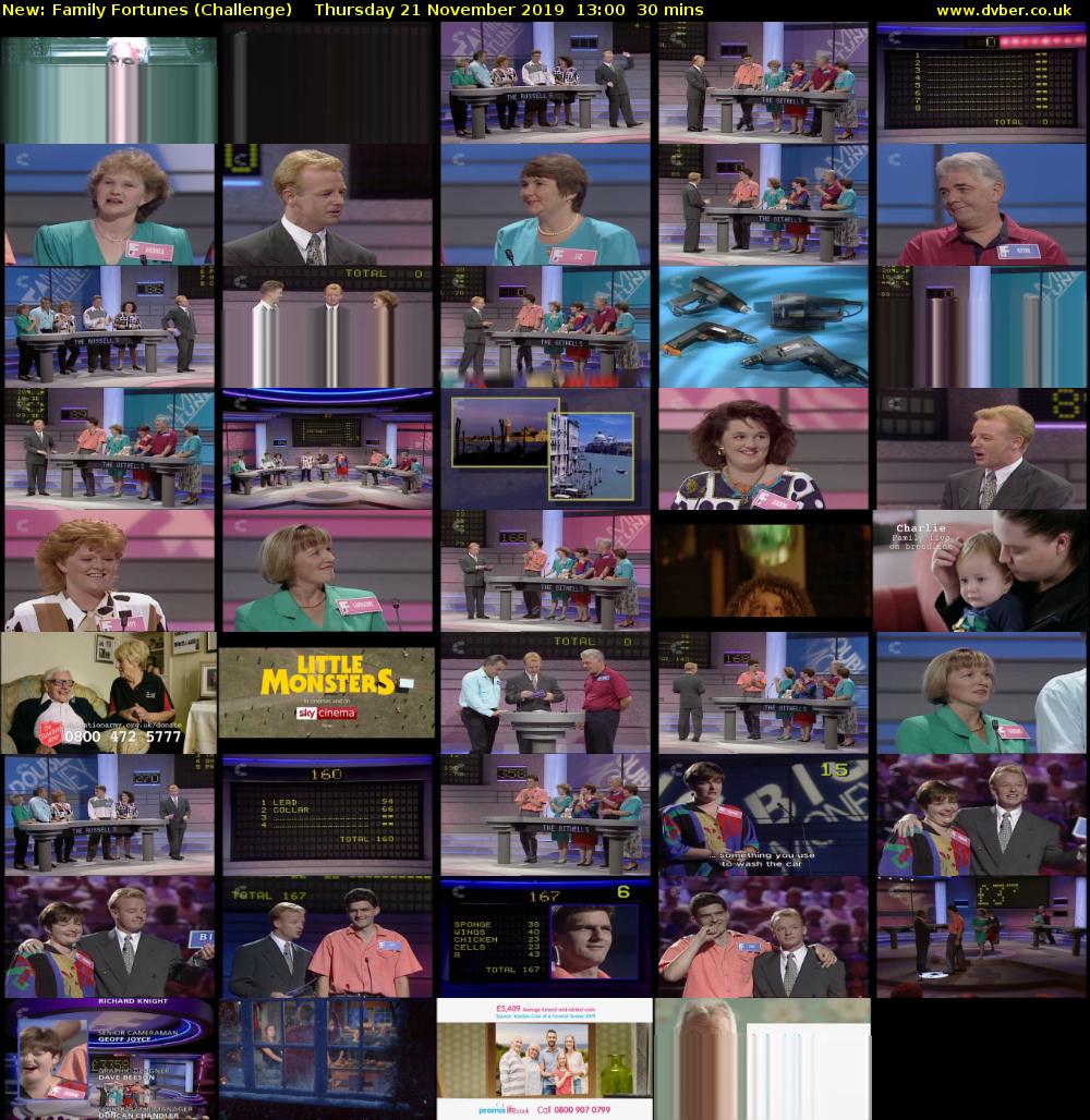 Family Fortunes (Challenge) Thursday 21 November 2019 13:00 - 13:30