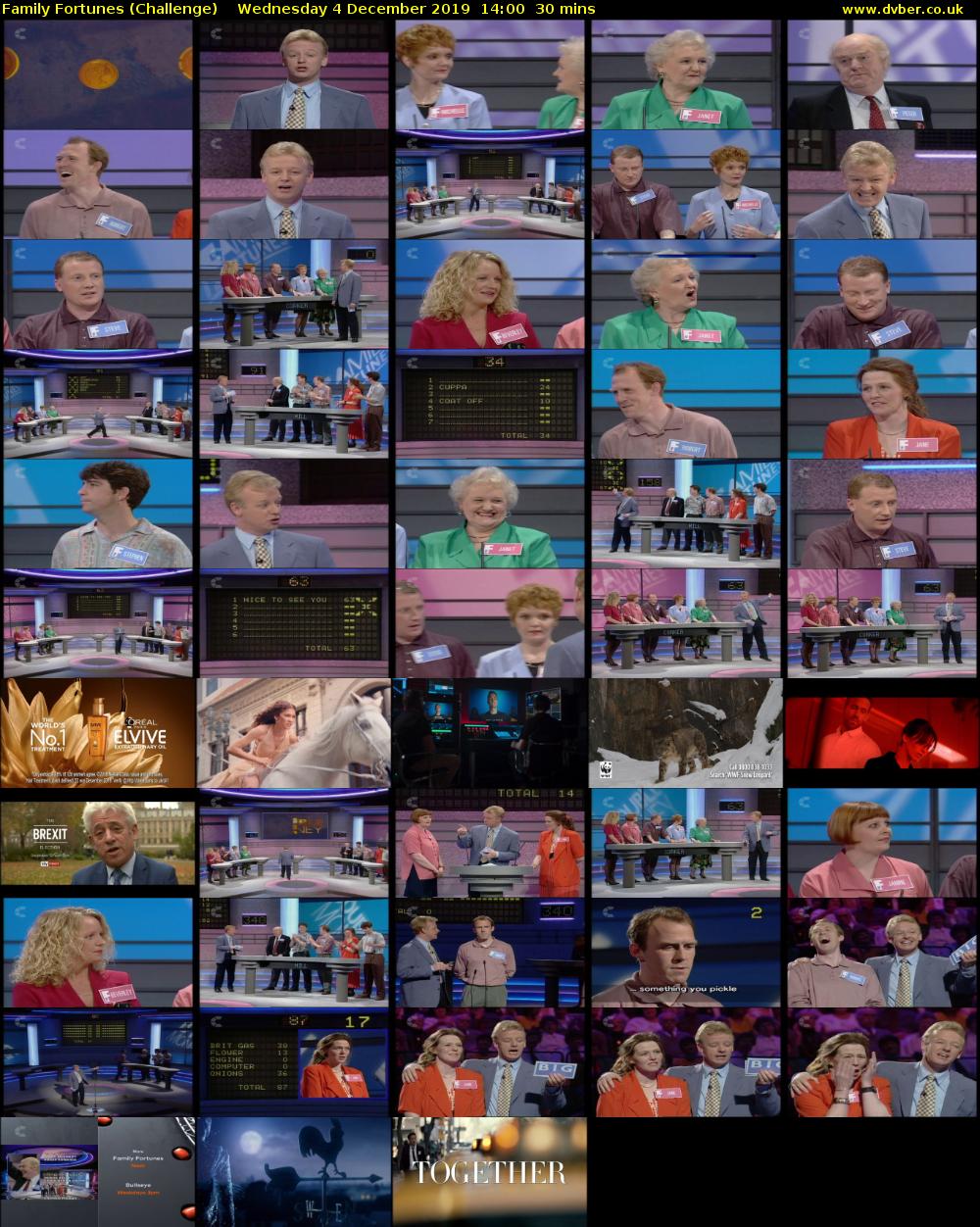 Family Fortunes (Challenge) Wednesday 4 December 2019 14:00 - 14:30