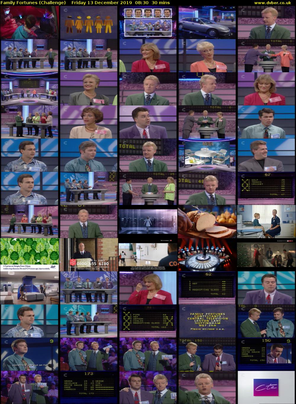 Family Fortunes (Challenge) Friday 13 December 2019 08:30 - 09:00