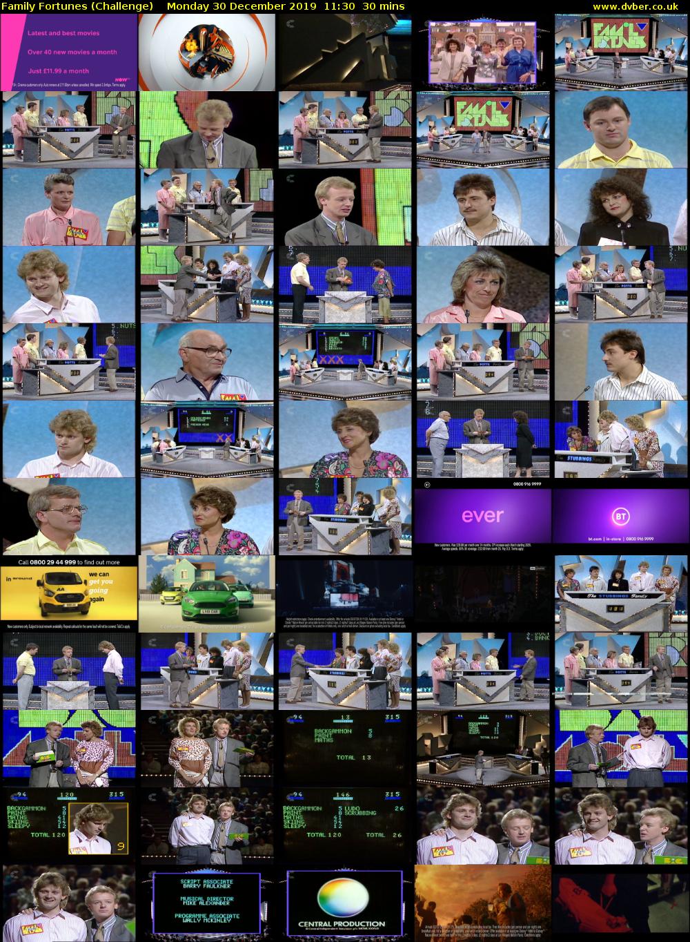 Family Fortunes (Challenge) Monday 30 December 2019 11:30 - 12:00