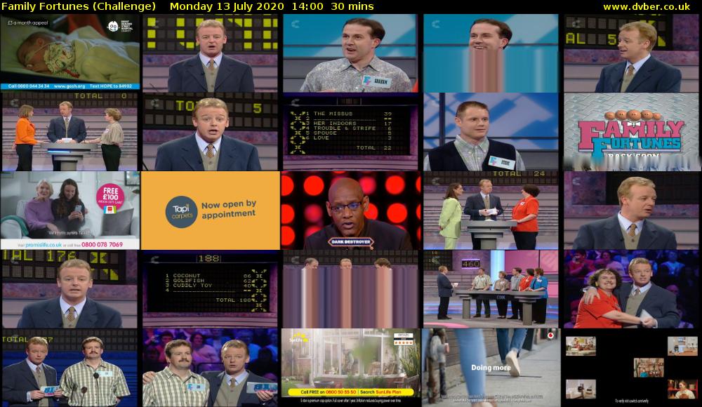 Family Fortunes (Challenge) Monday 13 July 2020 14:00 - 14:30