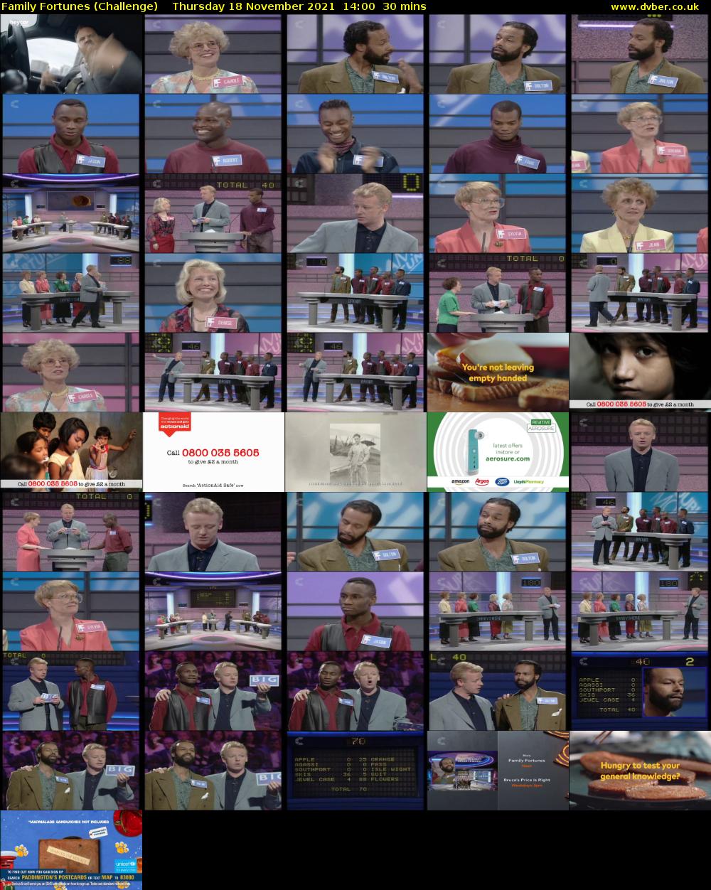 Family Fortunes (Challenge) Thursday 18 November 2021 14:00 - 14:30