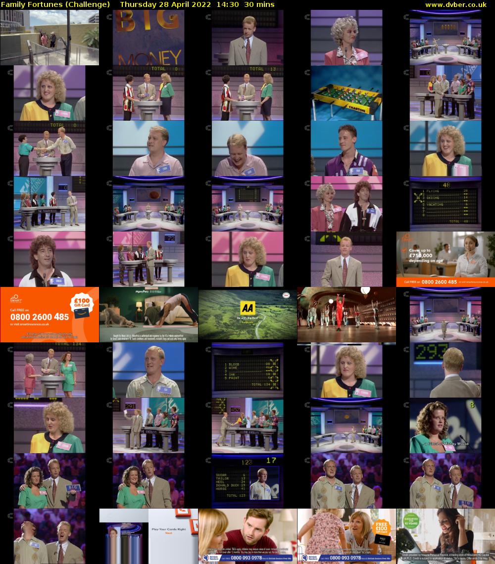 Family Fortunes (Challenge) Thursday 28 April 2022 14:30 - 15:00