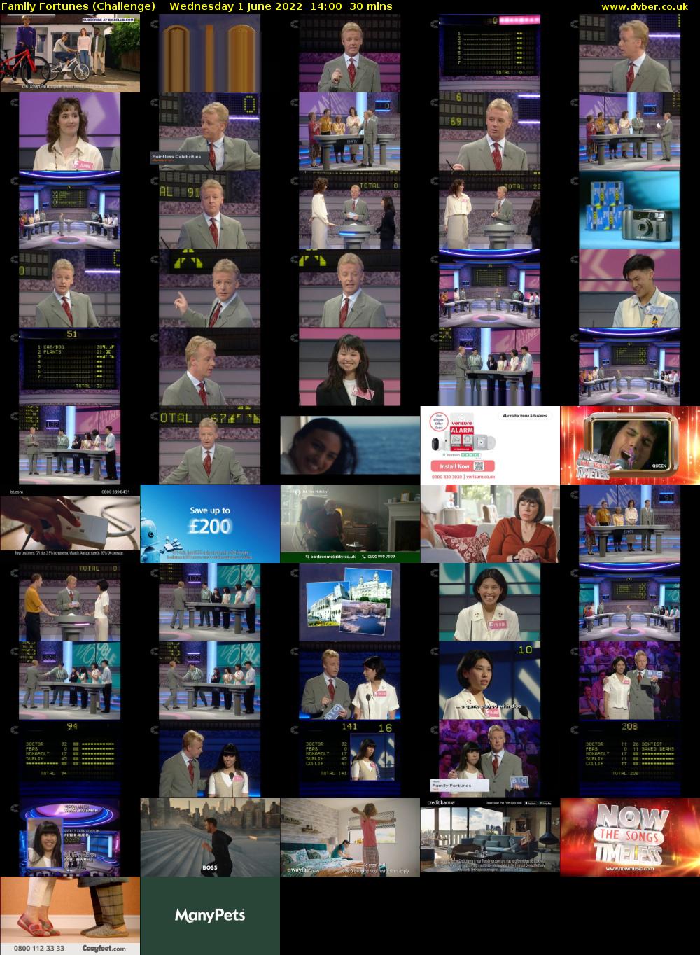 Family Fortunes (Challenge) Wednesday 1 June 2022 14:00 - 14:30