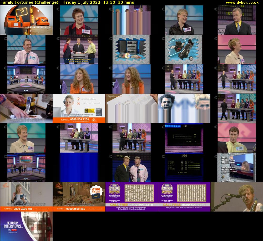 Family Fortunes (Challenge) Friday 1 July 2022 13:30 - 14:00