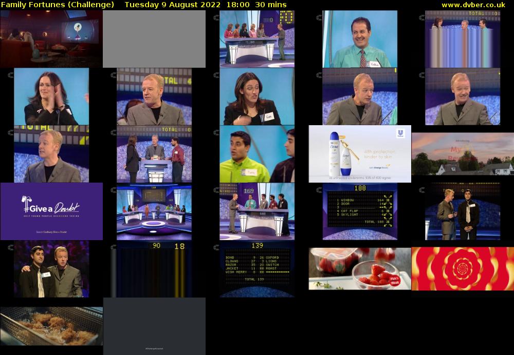 Family Fortunes (Challenge) Tuesday 9 August 2022 18:00 - 18:30