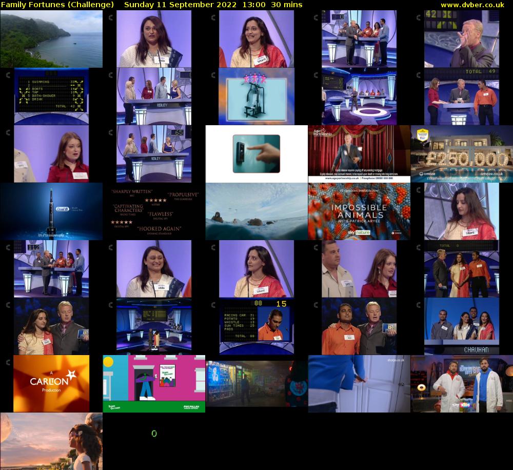 Family Fortunes (Challenge) Sunday 11 September 2022 13:00 - 13:30