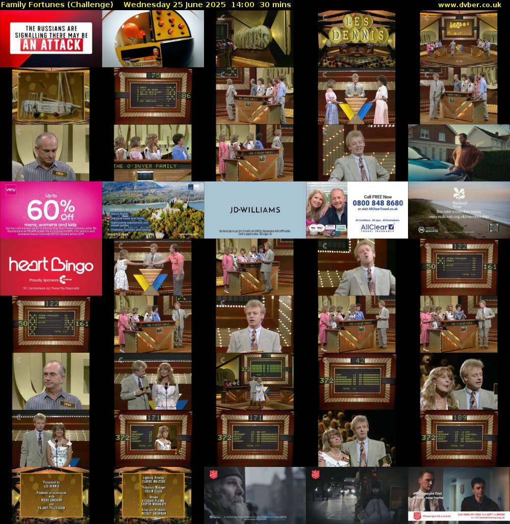 Family Fortunes (Challenge) Wednesday 25 June 2025 14:00 - 14:30
