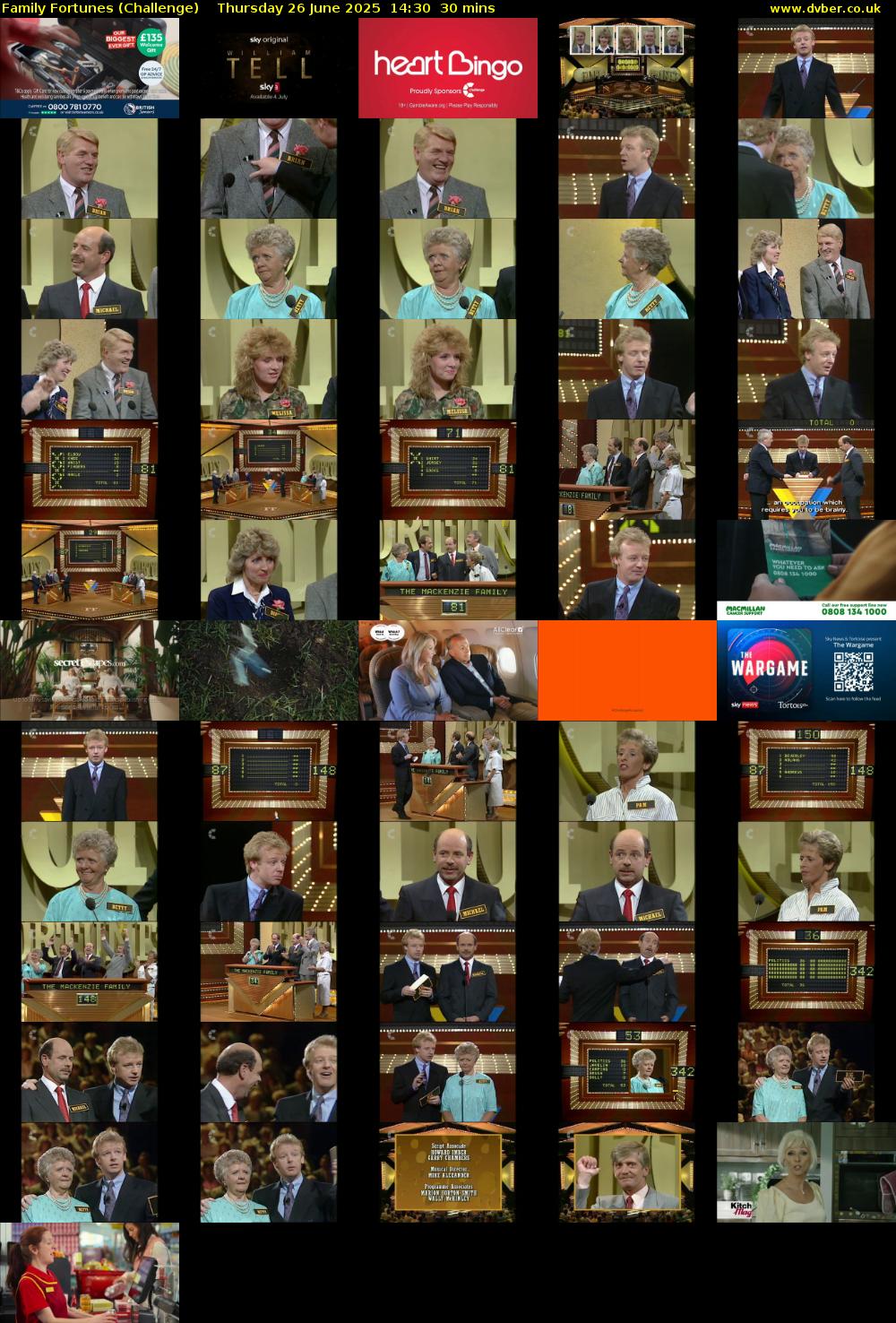 Family Fortunes (Challenge) Thursday 26 June 2025 14:30 - 15:00