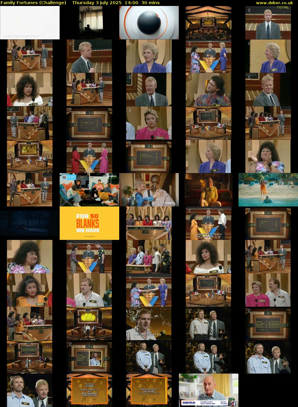 Family Fortunes (Challenge) Thursday 3 July 2025 14:00 - 14:30