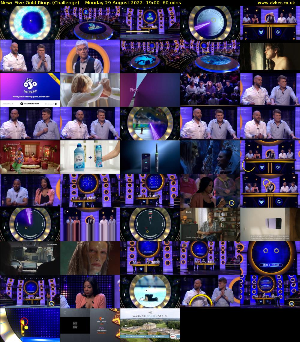 Five Gold Rings (Challenge) Monday 29 August 2022 19:00 - 20:00