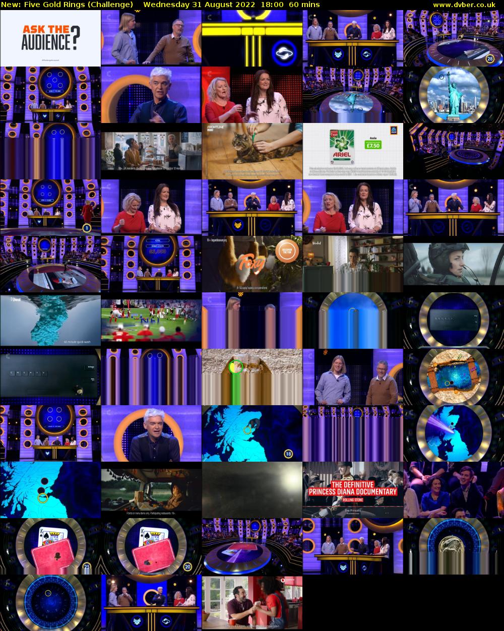 Five Gold Rings (Challenge) Wednesday 31 August 2022 18:00 - 19:00