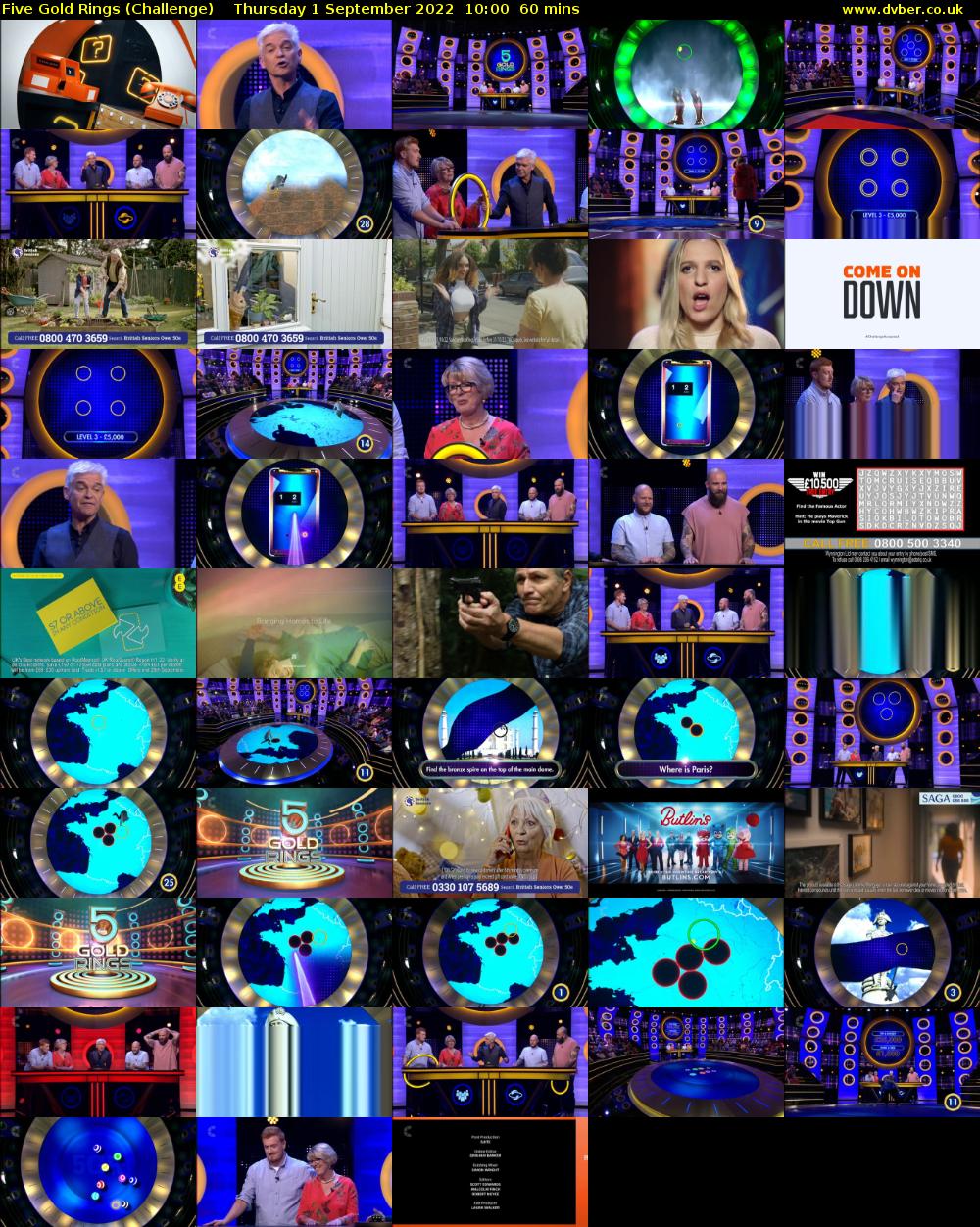Five Gold Rings (Challenge) Thursday 1 September 2022 10:00 - 11:00