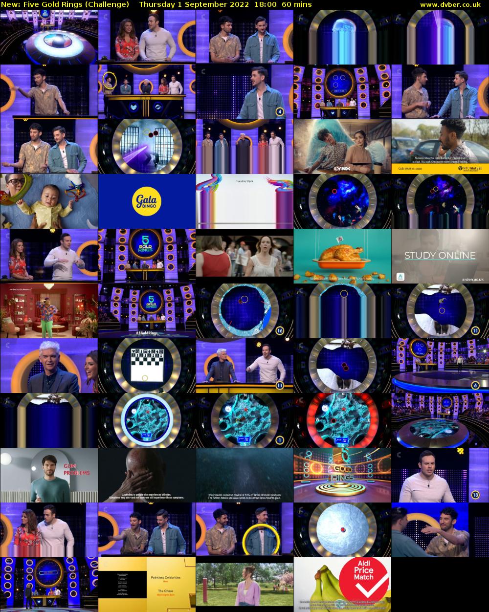 Five Gold Rings (Challenge) Thursday 1 September 2022 18:00 - 19:00