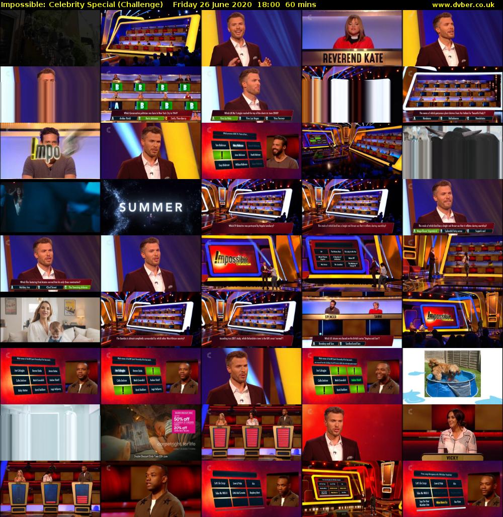 Impossible: Celebrity Special (Challenge) Friday 26 June 2020 18:00 - 19:00