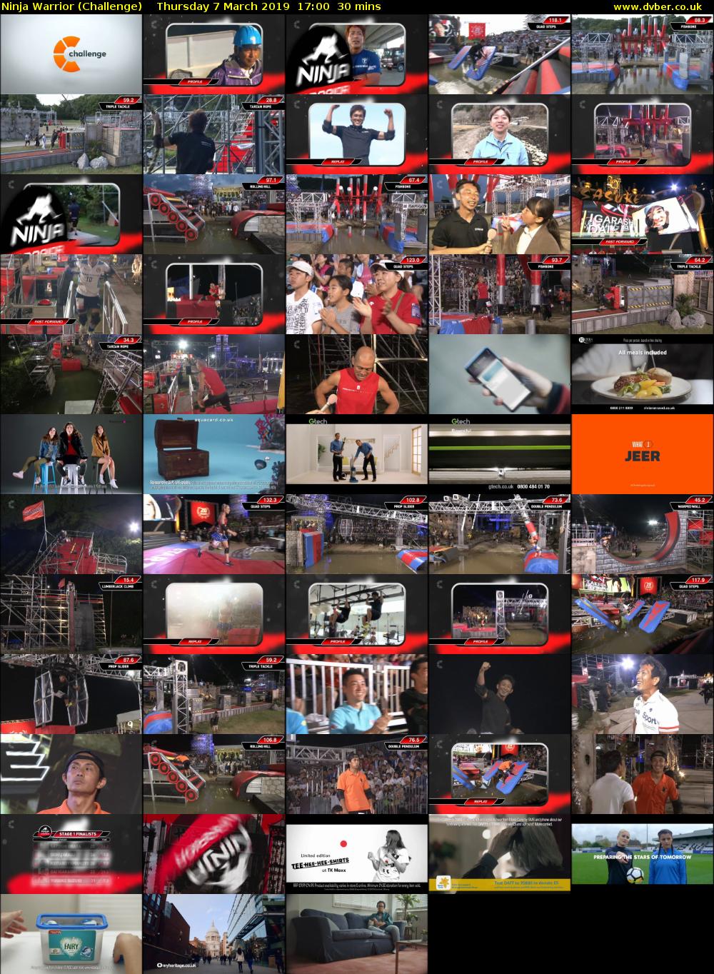 Ninja Warrior (Challenge) Thursday 7 March 2019 17:00 - 17:30