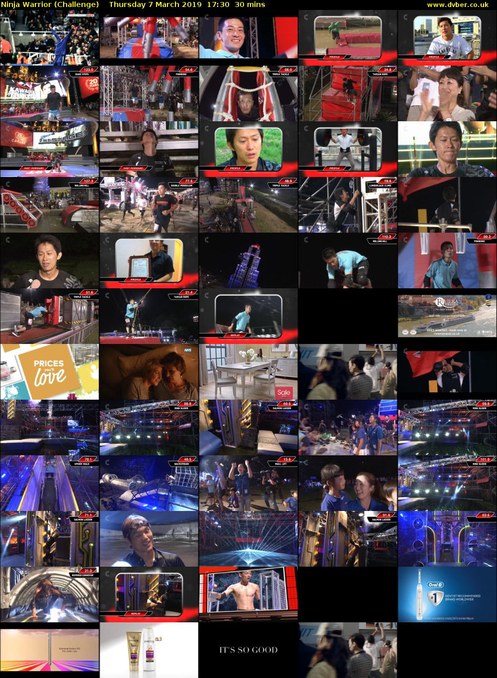 Ninja Warrior (Challenge) Thursday 7 March 2019 17:30 - 18:00