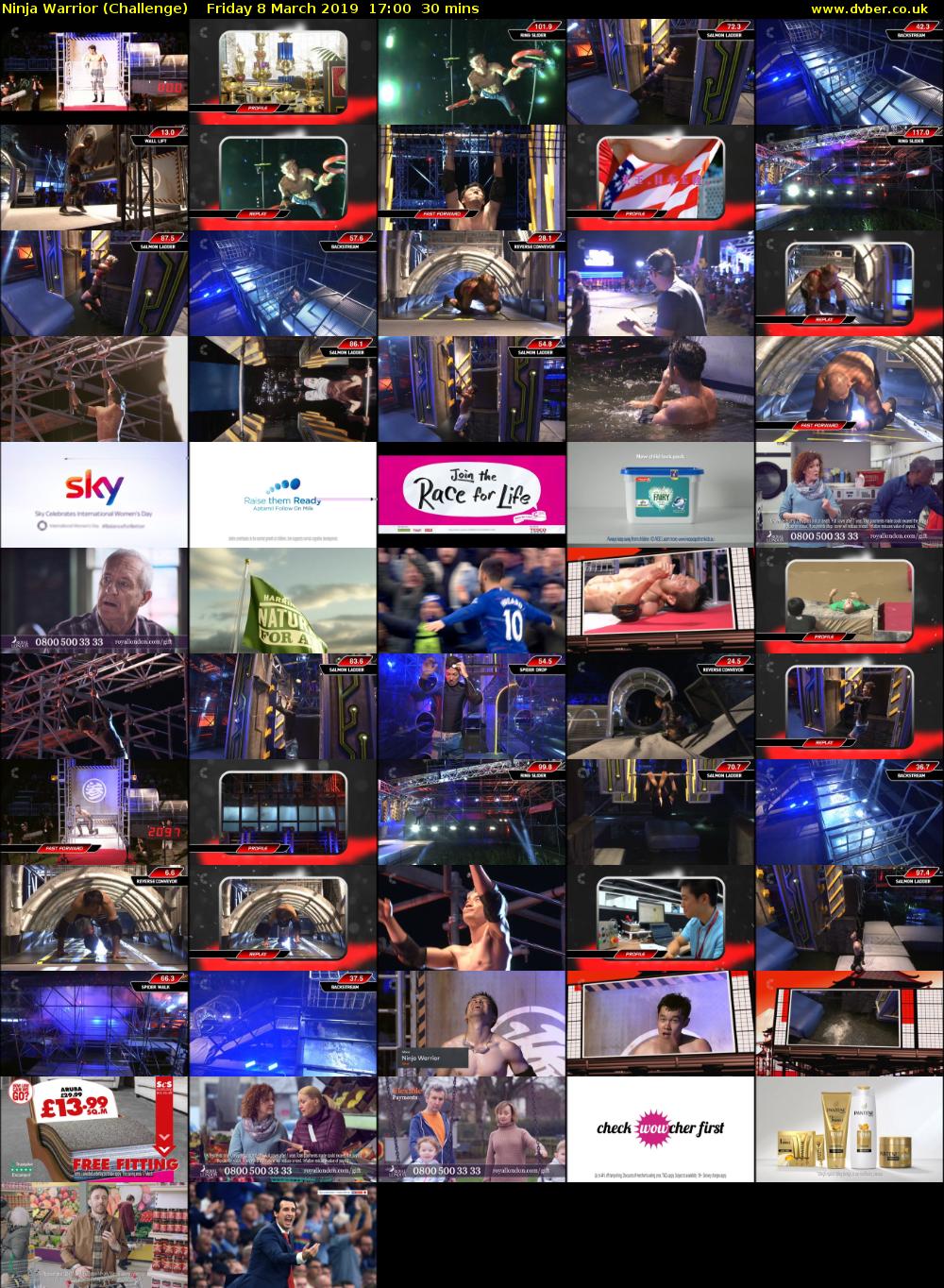 Ninja Warrior (Challenge) Friday 8 March 2019 17:00 - 17:30