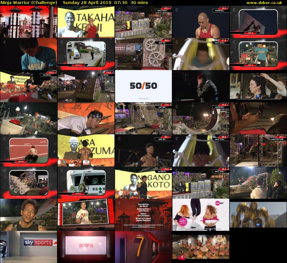 Ninja Warrior (Challenge) Sunday 28 April 2019 07:30 - 08:00