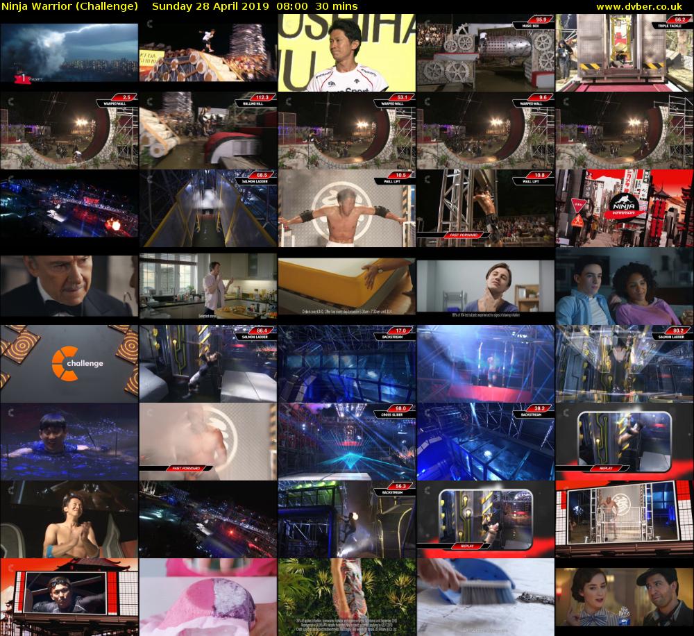 Ninja Warrior (Challenge) Sunday 28 April 2019 08:00 - 08:30