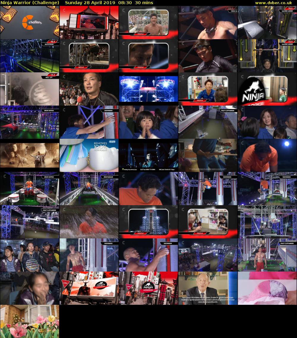 Ninja Warrior (Challenge) Sunday 28 April 2019 08:30 - 09:00