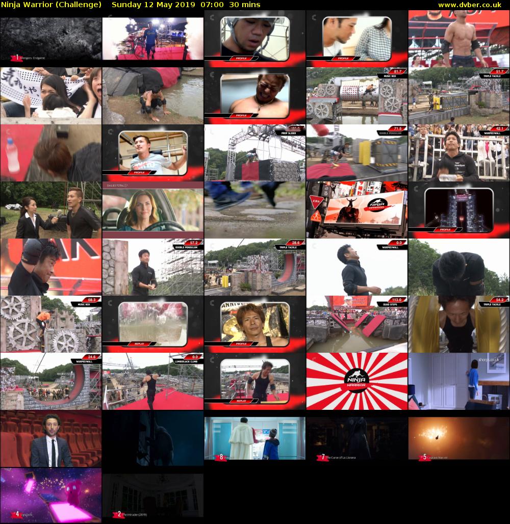 Ninja Warrior (Challenge) Sunday 12 May 2019 07:00 - 07:30