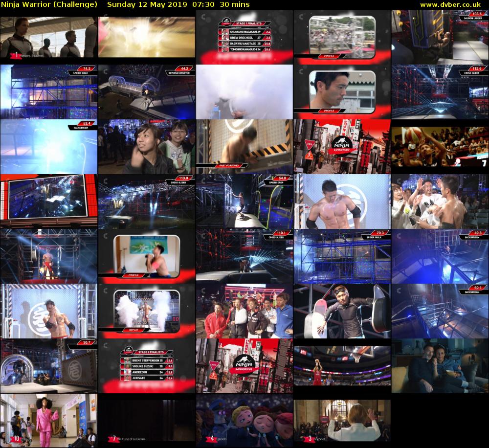 Ninja Warrior (Challenge) Sunday 12 May 2019 07:30 - 08:00