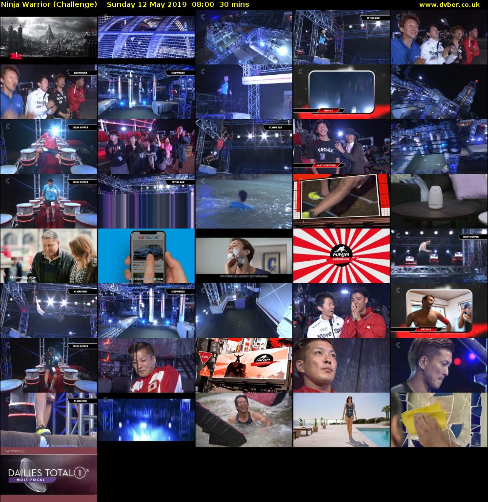 Ninja Warrior (Challenge) Sunday 12 May 2019 08:00 - 08:30
