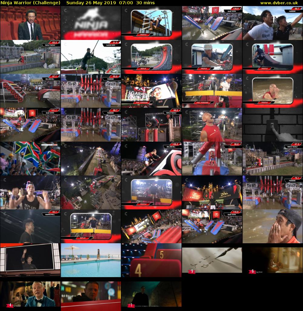 Ninja Warrior (Challenge) Sunday 26 May 2019 07:00 - 07:30