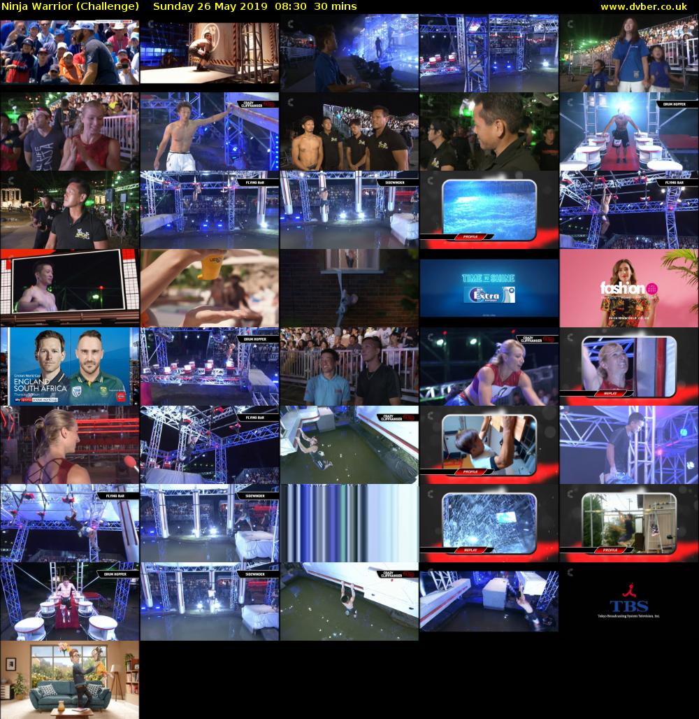 Ninja Warrior (Challenge) Sunday 26 May 2019 08:30 - 09:00
