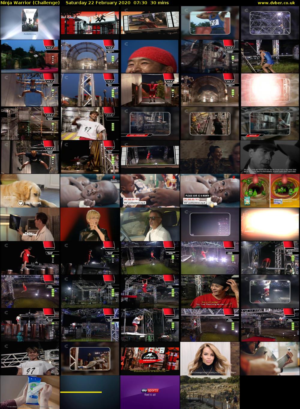 Ninja Warrior (Challenge) Saturday 22 February 2020 07:30 - 08:00