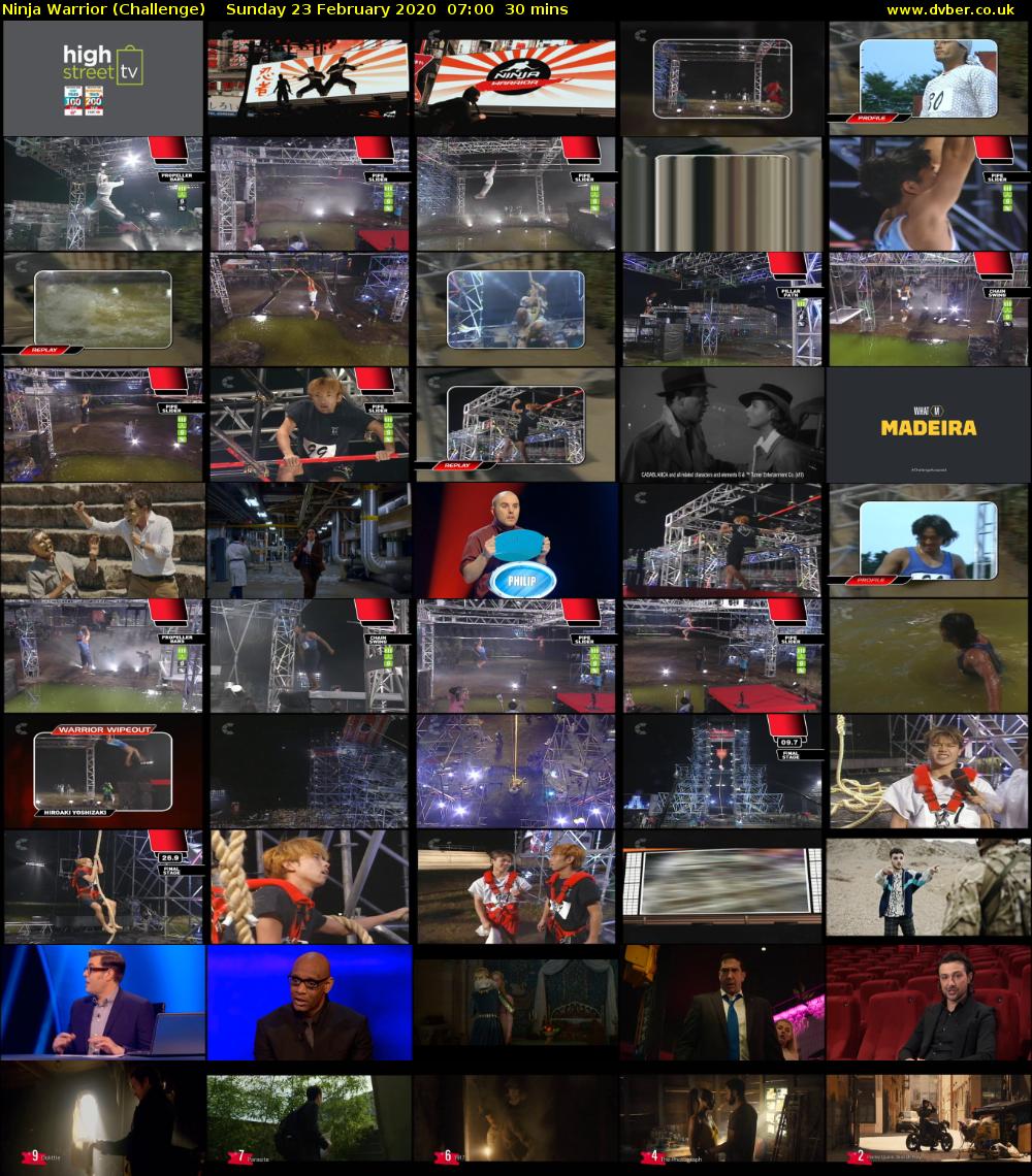 Ninja Warrior (Challenge) Sunday 23 February 2020 07:00 - 07:30