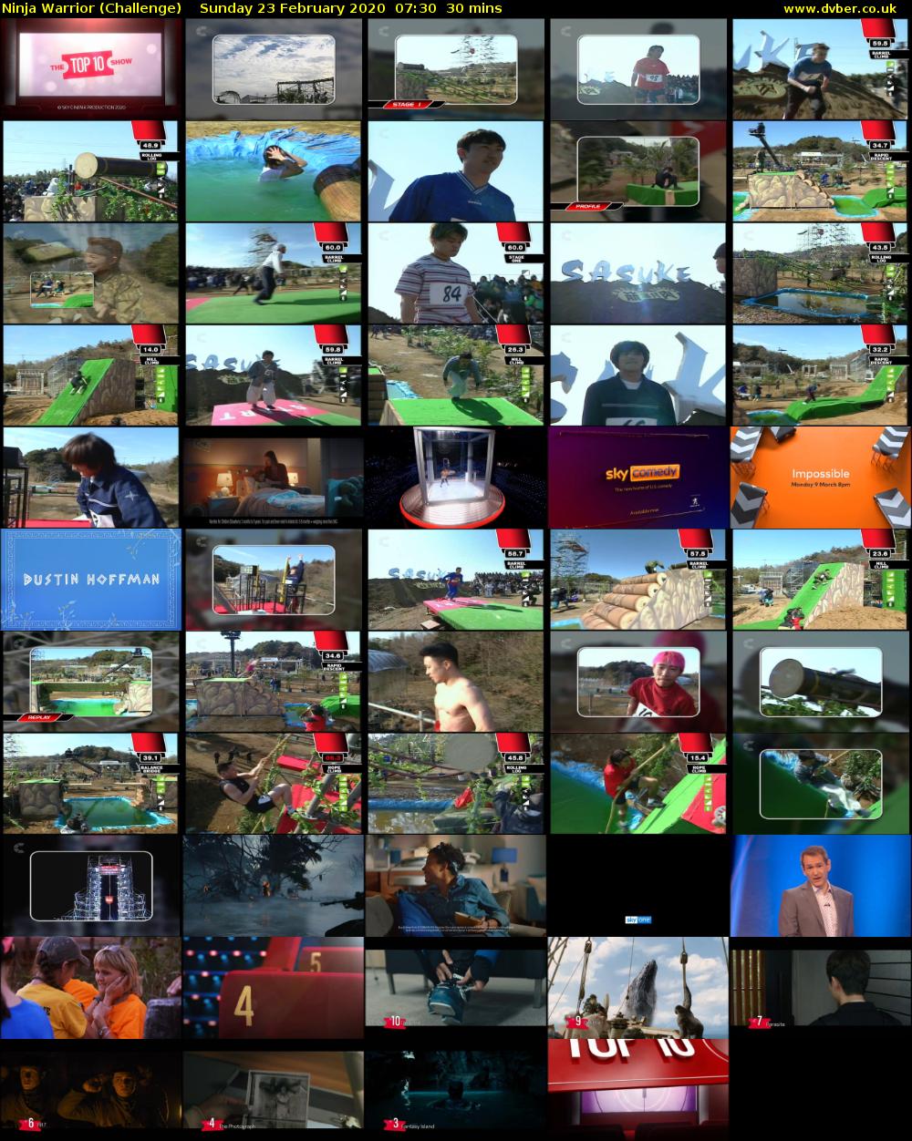 Ninja Warrior (Challenge) Sunday 23 February 2020 07:30 - 08:00