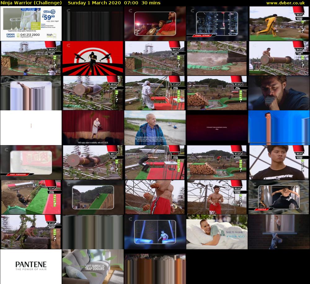 Ninja Warrior (Challenge) Sunday 1 March 2020 07:00 - 07:30