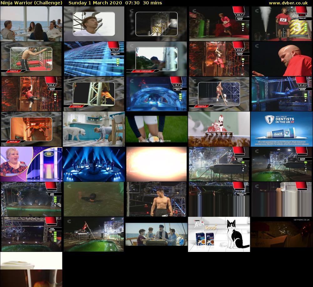Ninja Warrior (Challenge) Sunday 1 March 2020 07:30 - 08:00