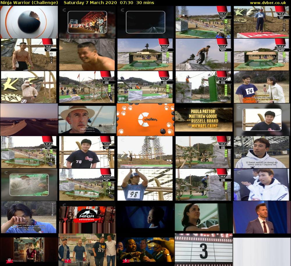 Ninja Warrior (Challenge) Saturday 7 March 2020 07:30 - 08:00
