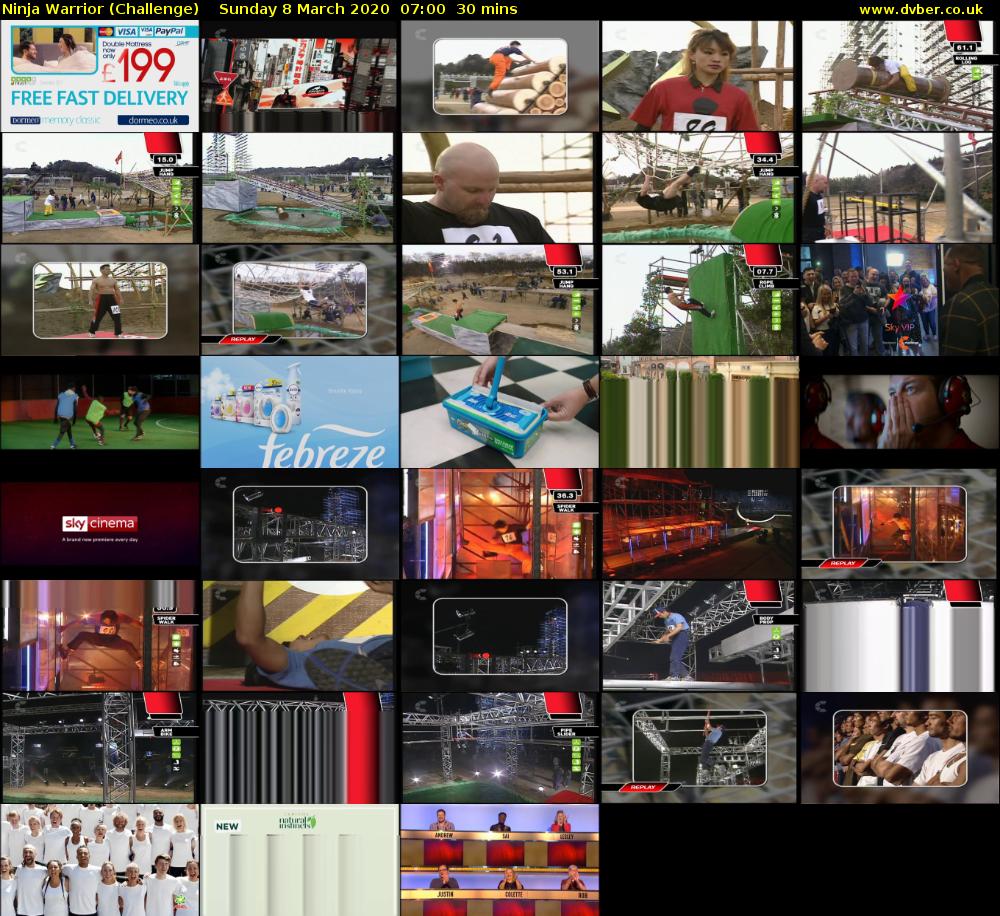 Ninja Warrior (Challenge) Sunday 8 March 2020 07:00 - 07:30