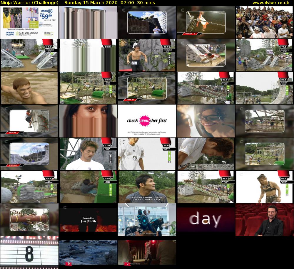 Ninja Warrior (Challenge) Sunday 15 March 2020 07:00 - 07:30