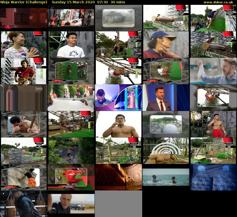 Ninja Warrior (Challenge) Sunday 15 March 2020 07:30 - 08:00