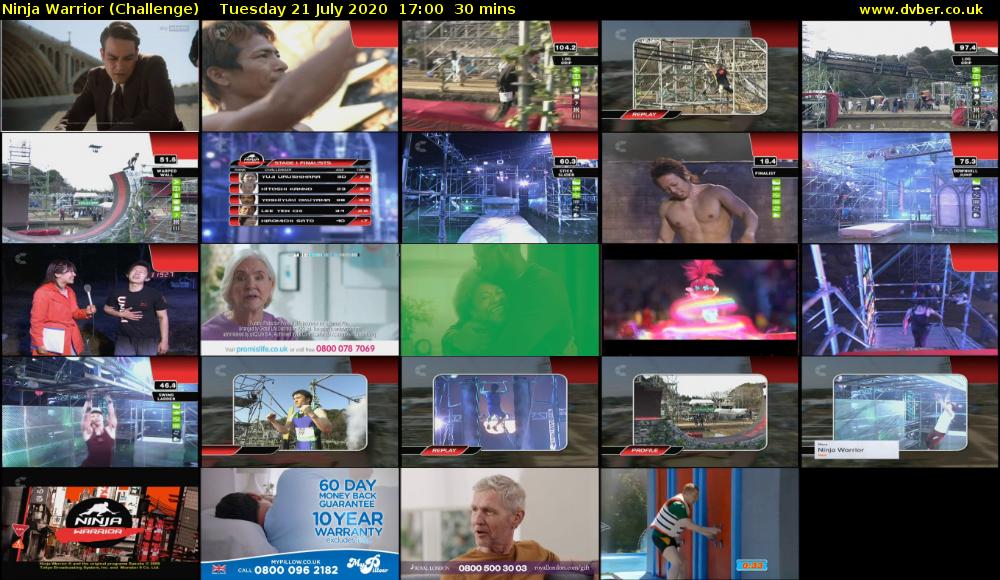 Ninja Warrior (Challenge) Tuesday 21 July 2020 17:00 - 17:30