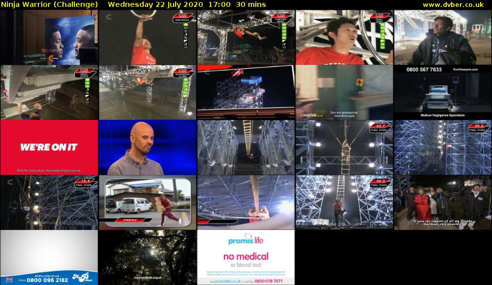 Ninja Warrior (Challenge) Wednesday 22 July 2020 17:00 - 17:30