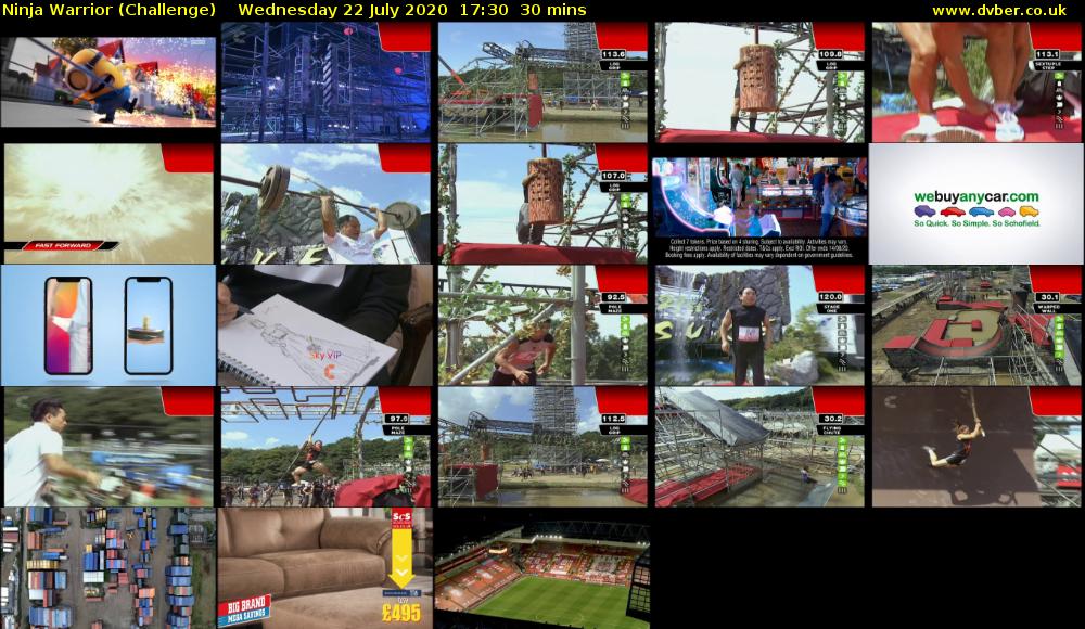 Ninja Warrior (Challenge) Wednesday 22 July 2020 17:30 - 18:00
